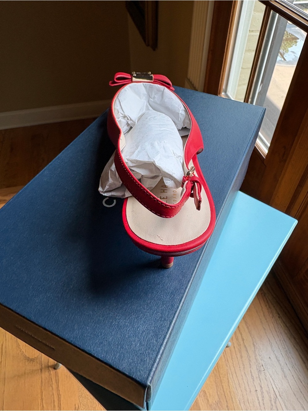 New in Box Cole Haan Tali Bow Sling Heel Red 10B - Picture 4 of 6